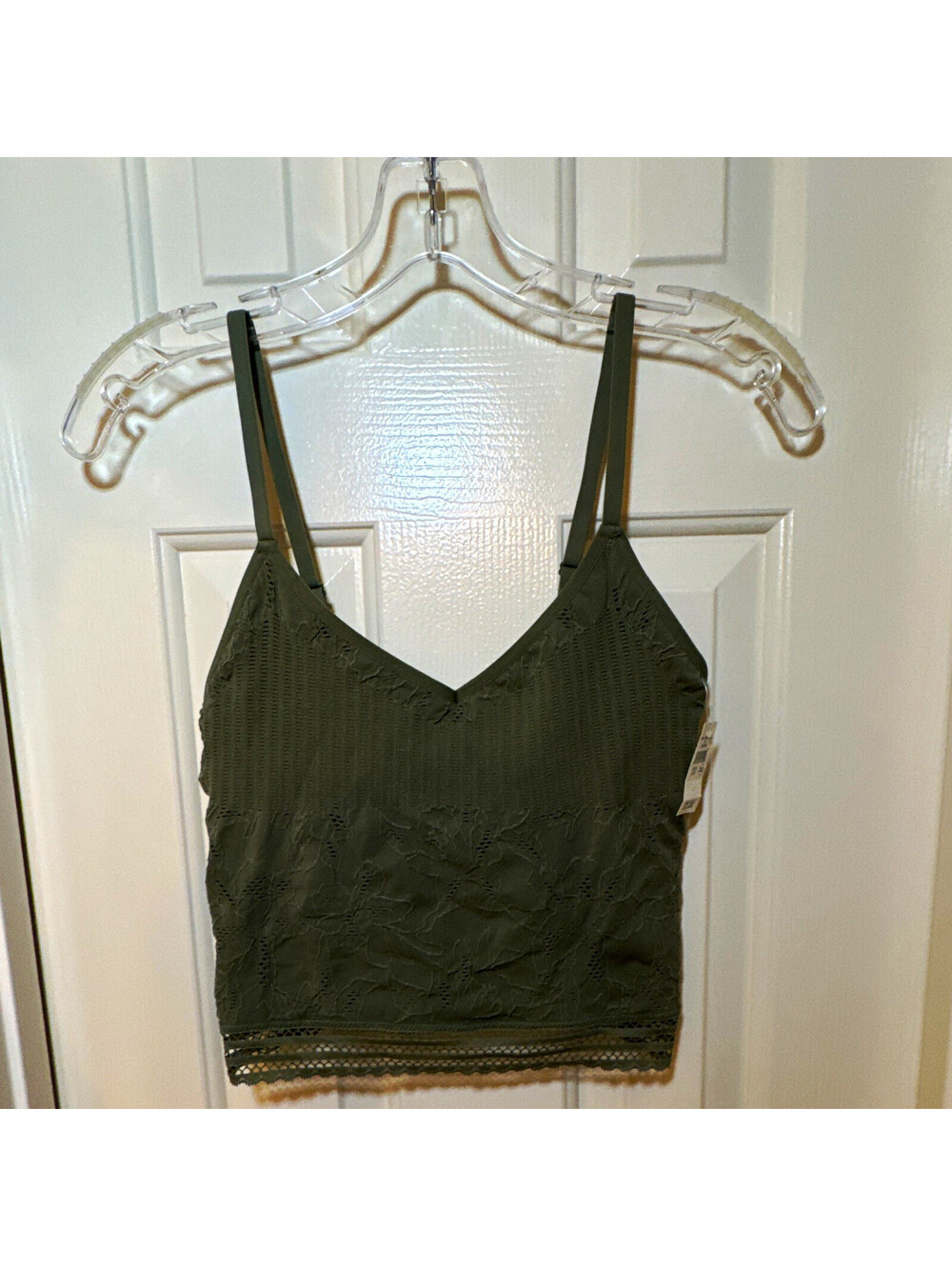 Aerie Superchill Lace Wireless Pullover Bralette Adjustable Straps Green S